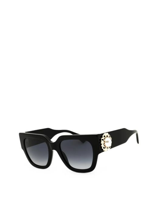 Moschino Black Embellished Rectangle-Frame Sunglasses