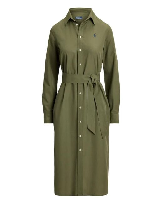 Polo Ralph Lauren Green Polo Pony Belted Shirt Dress