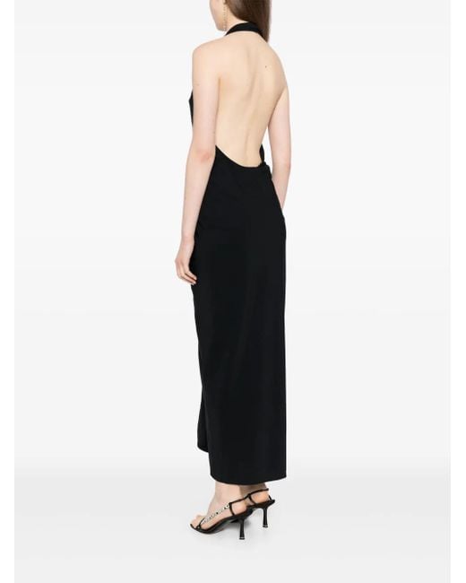 Christopher Esber Black Pierced Orbit Halter Slit Dress