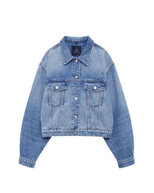 Anine Bing Blue Quincy Buttoned Denim Jacket