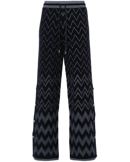 Missoni Blue Straight-leg Knitted Trousers