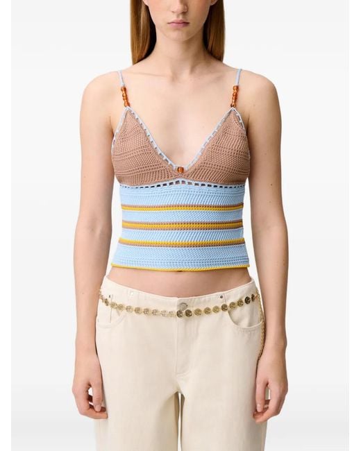 Claudie Pierlot Blue Multicolour Crochet Top