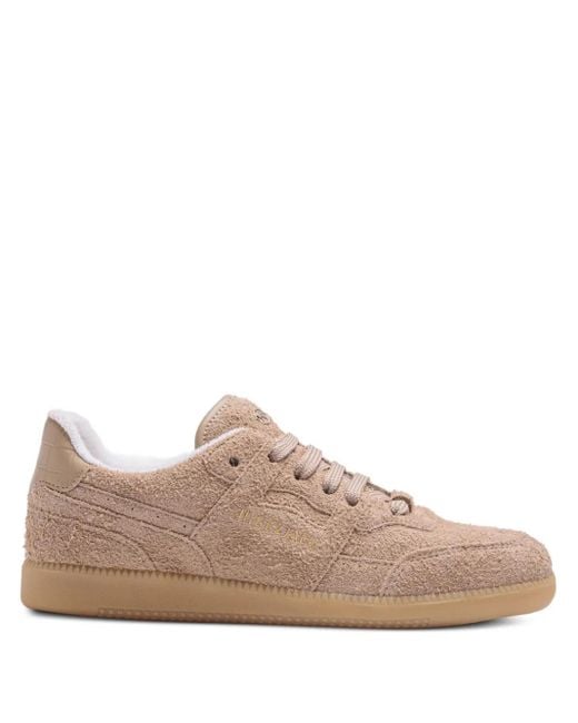 HIDE & JACK Brown Suede Logo-Print Sneakers