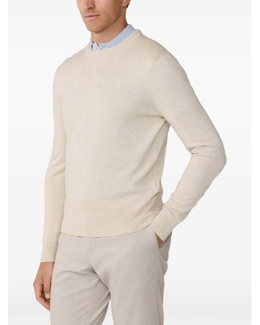 Hackett White Embroidered-Logo Crew-Neck Sweater for men