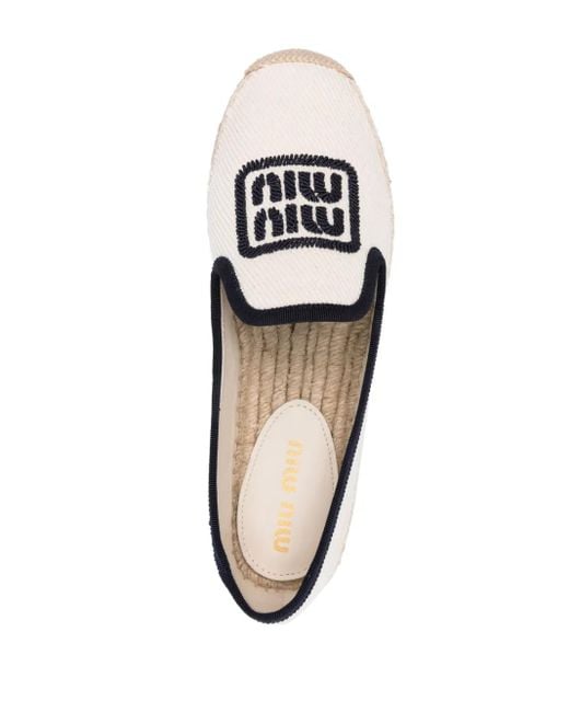 Miu Miu Brown Logo-Embroidered Espadrilles