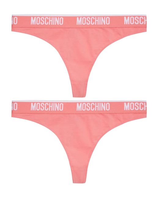 Moschino Twee Slips Met Logo in het Pink