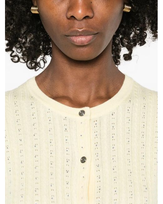 Maje Natural Cardigan With Rhinestone Neck