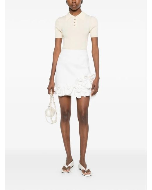 Sandro White Mini Floral Knit Skirt