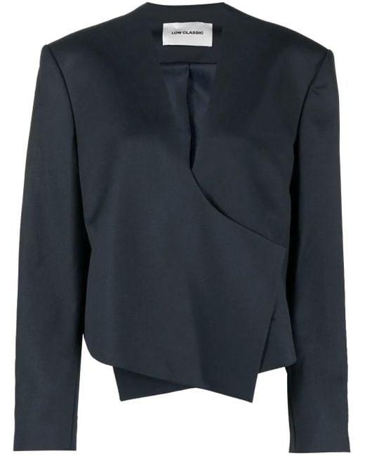 Low Classic Blue Asymmetric Wool-Blend Jacket