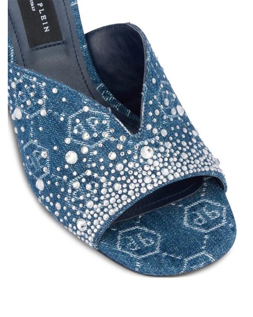 Philipp Plein Blue Sandales À Bride Salomé