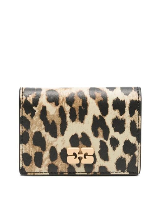 Ganni Natural Portemonnaie mit Leoparden-Print