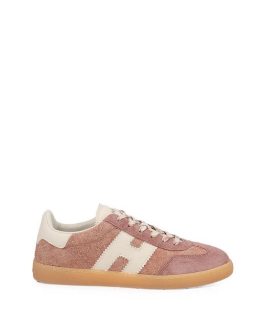 Hogan Pink Cool Logo-Patch Panelled Sneakers