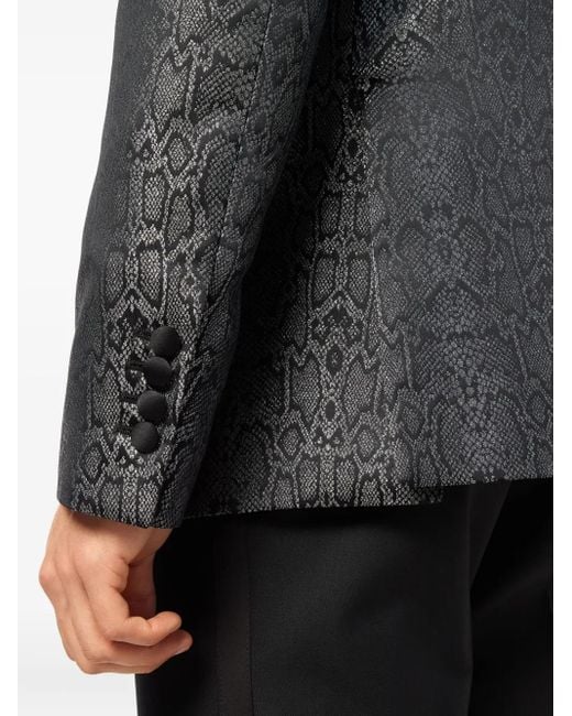 Billionaire Black Snakeskin-Jacquard Blazer for men