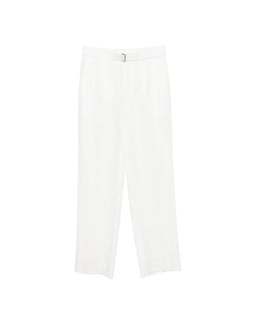 Tagliatore White Belted Pleated-Detail Trousers for men