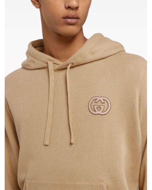 Gucci Natural Interlocking G-patch Cotton Hoodie for men