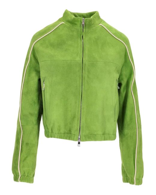 LA ROSE Green Suede Zip-Up Jacket