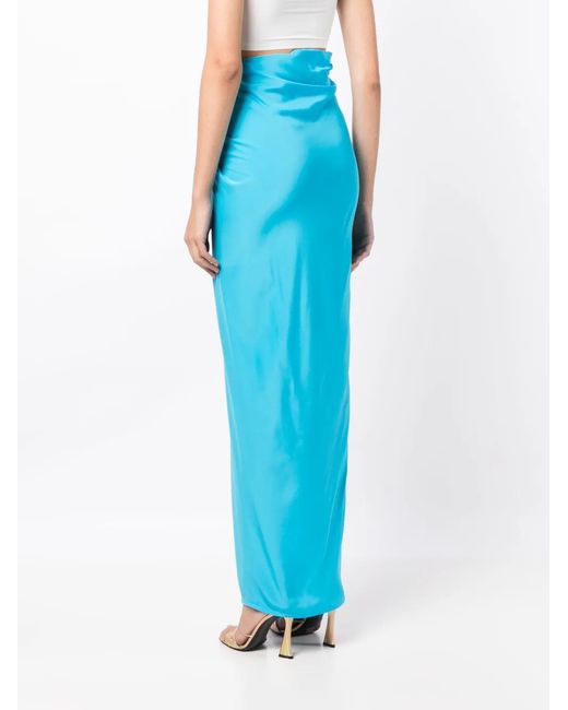 GAUGE81 Blue Paita Draped Silk Maxi Skirt