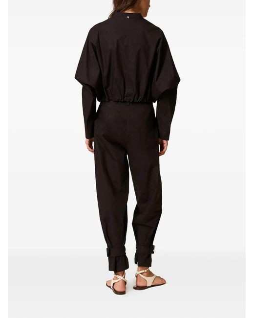Twinset Black Buckle-Detail Trousers