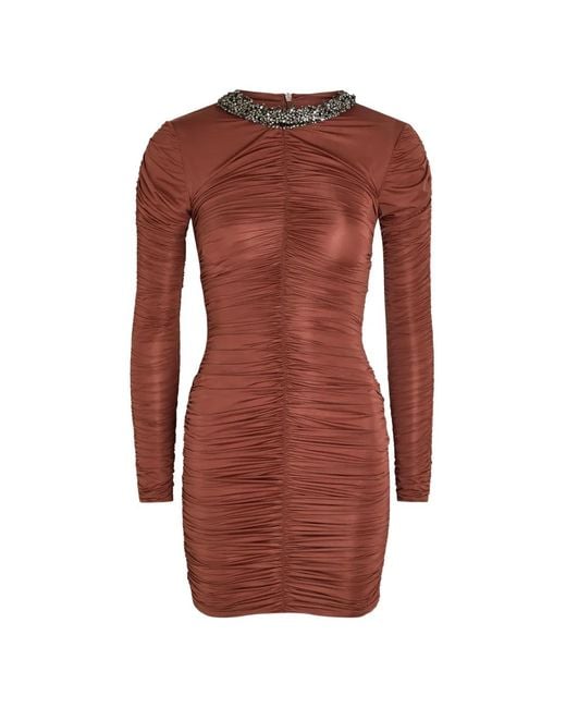 The Arrivals Brown Long-Sleeve Embellished Mini Dress