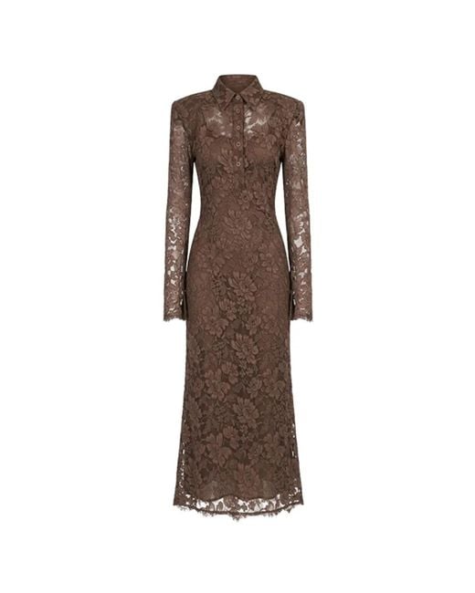 ROWEN ROSE Brown Robe Longue À Col V