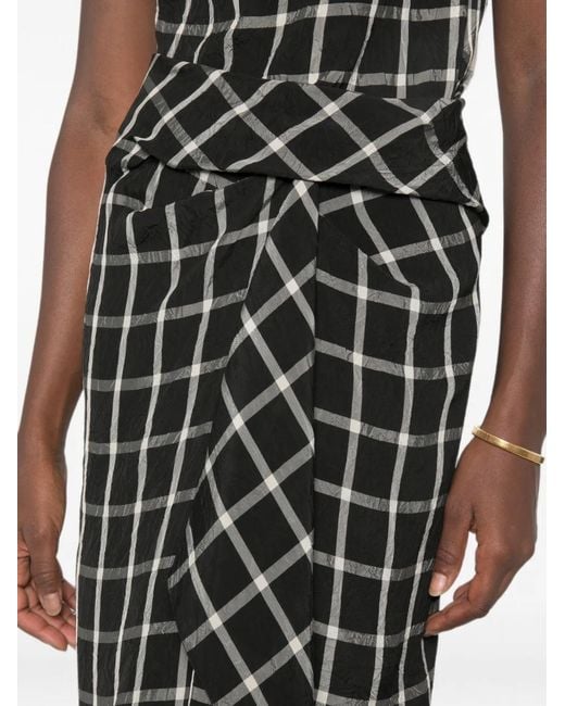 Erdem Black Check-Pattern Midi Skirt