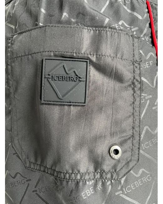 Iceberg Badeshorts Mit Logo-Muster in Gray für Herren