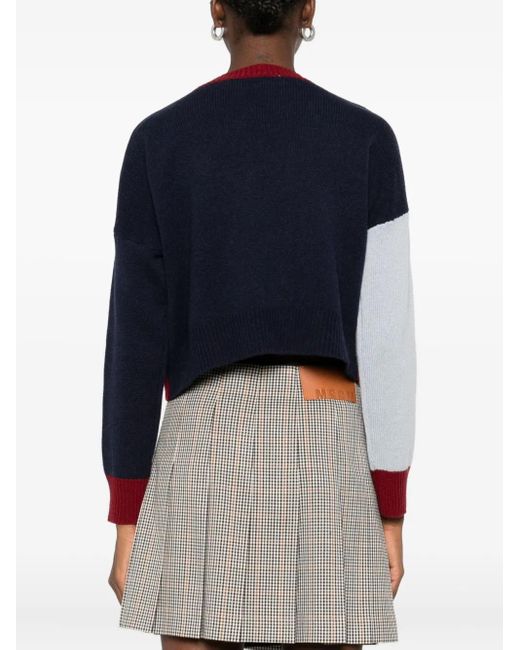 Marni Blue Kaschmirpullover in Colour-Block-Optik