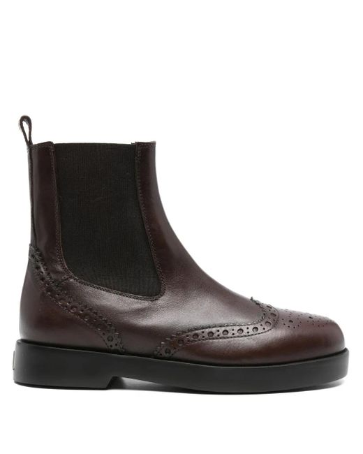 Agl Attilio Giusti Leombruni Black Elastic-Insert Brogue Boots
