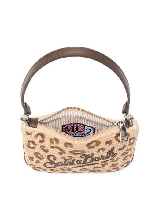 Mc2 Saint Barth White Mini Leopard-Print Clutch Bag