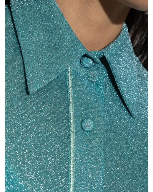 Oseree Blue Glitter-Effect Long-Sleeve Shirt