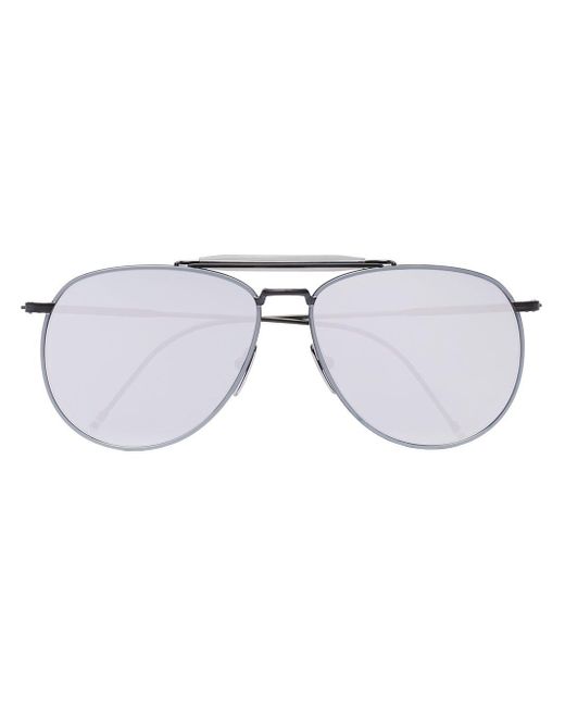 Thom Browne Metallic Silver Aviator Sunglasses