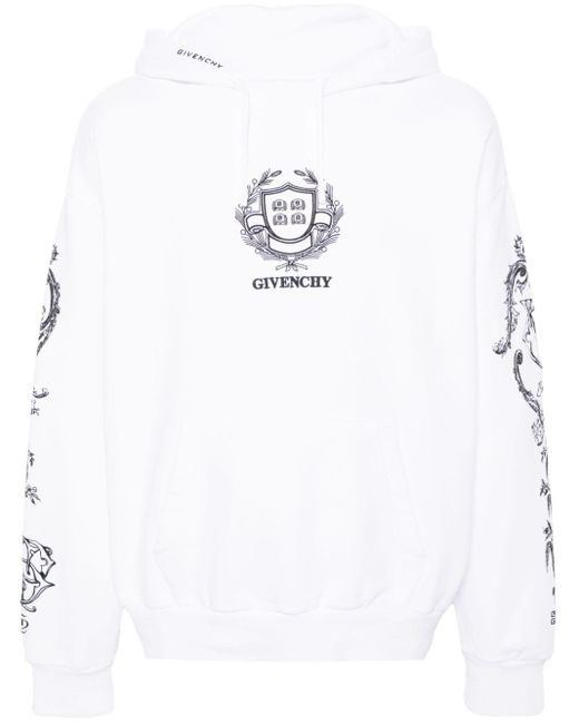Hoodie en coton à logo brodé Givenchy pour homme en coloris White