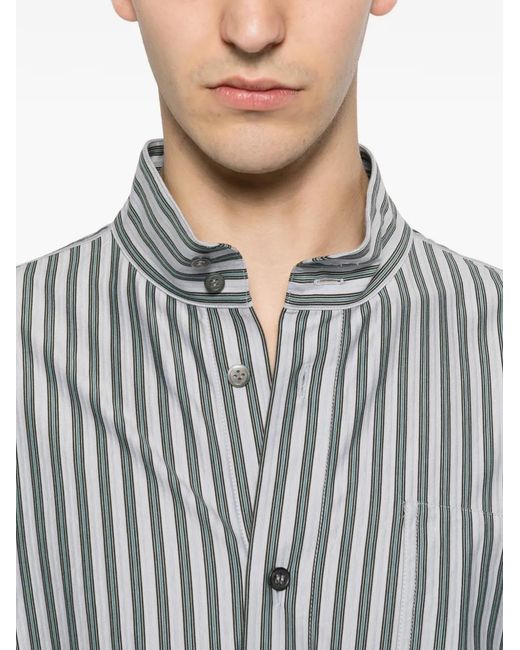 Homme Plissé Issey Miyake Gray Chemise Rayée À Col Montant for men