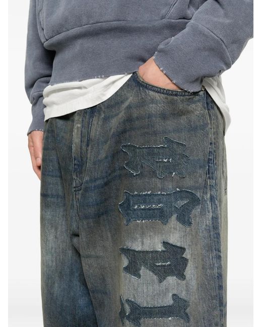 Balenciaga Gray Faded-Effect Wide-Leg Jeans for men