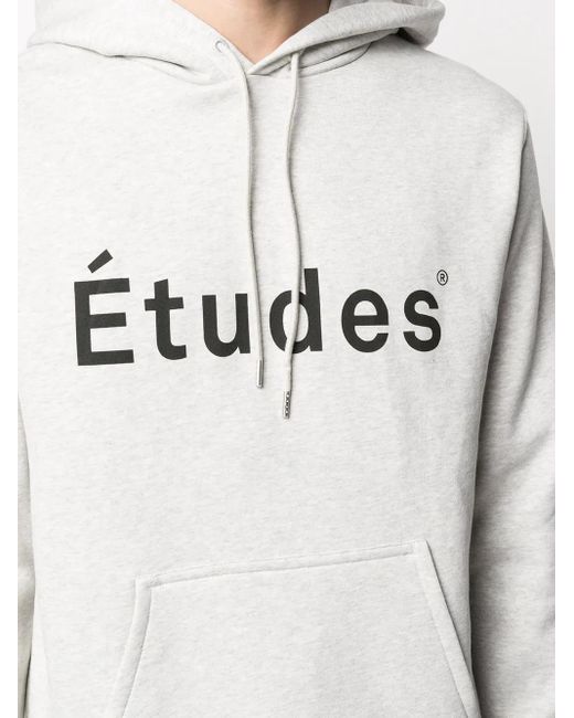 Etudes Studio Gray Logo-Print Hoodie for men