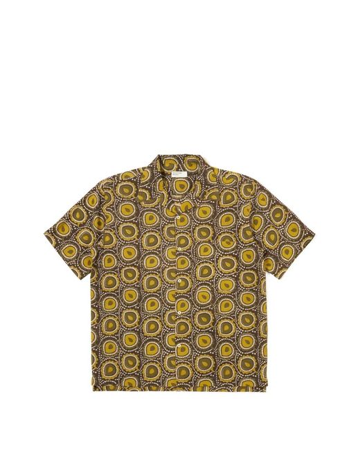Universal Works Green Camp-Print Short-Sleeve Shirt for men