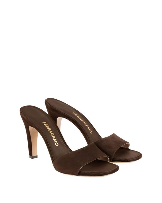 Ferragamo Brown High Heeled Mules
