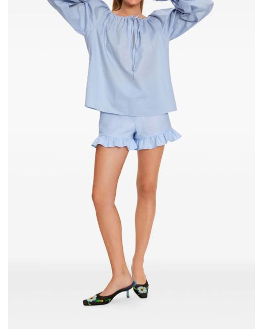 Sleeper Blue Cha Cha Ruffled-Hem Shorts Set