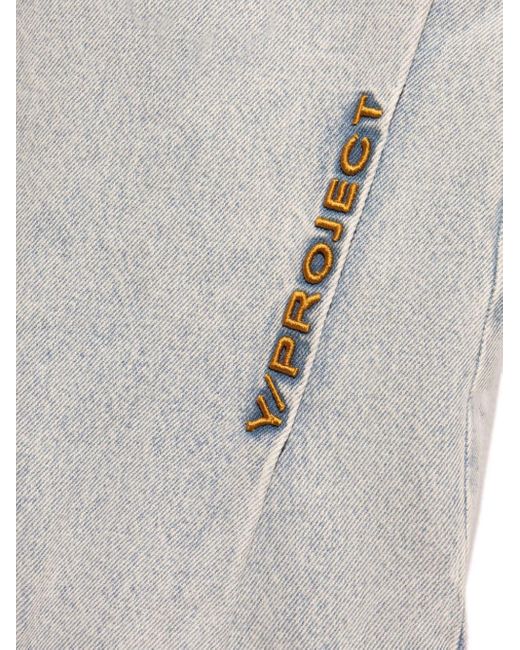 Y. Project Gray Logo-embroidered Cotton Jeans for men