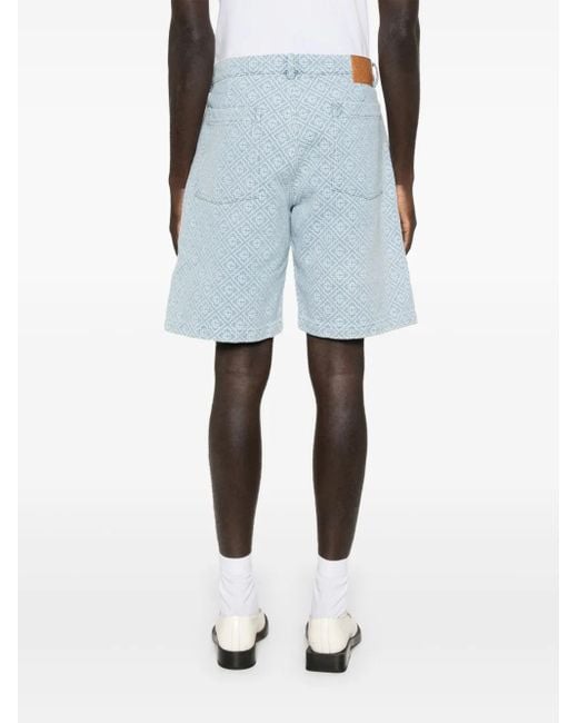 Casablanca Blue Monogram-Patterned Shorts for men