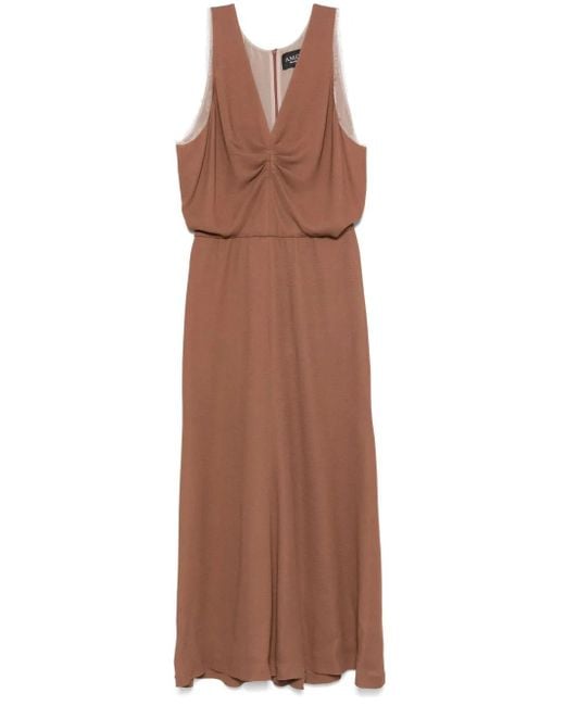 A.M.G Midi-Jurk Met V-Hals in het Brown