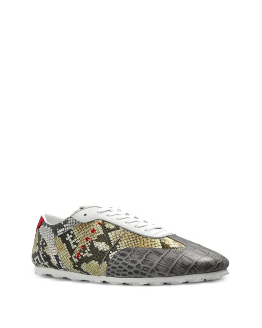 Marni Gray Crocodile-Effect Sneakers