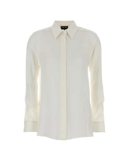 Giorgio Armani White Concealed-Front Shirt