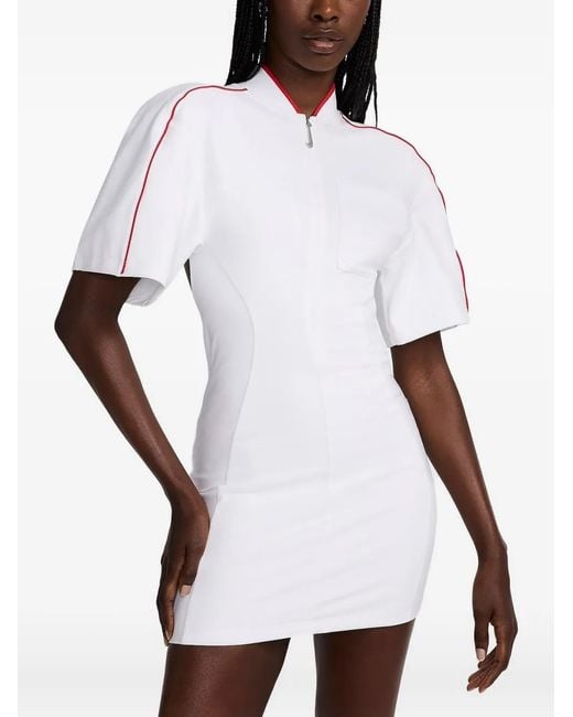 Nike White X Jacquemus Zip-Front Open-Back Mini Dress
