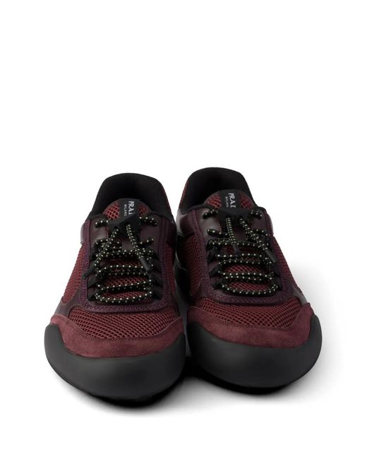 Prada White Speedrock Mesh Fabric Sneakers