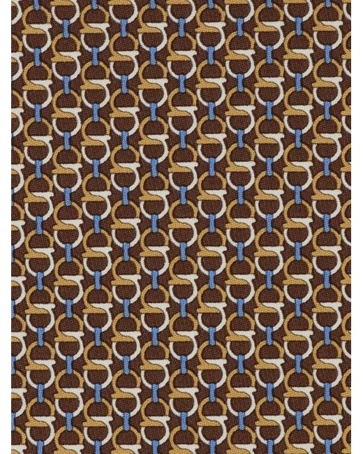 Ferragamo White Gancini Links Print Silk Tie for men