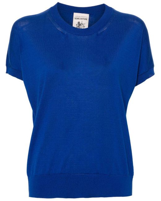 Semicouture Blue Cotton Knitted Top