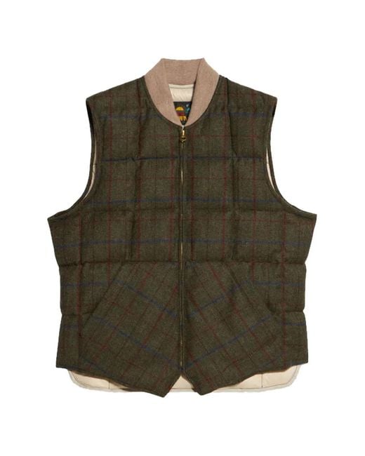 Fortela Green Checked Zip Gilet for men