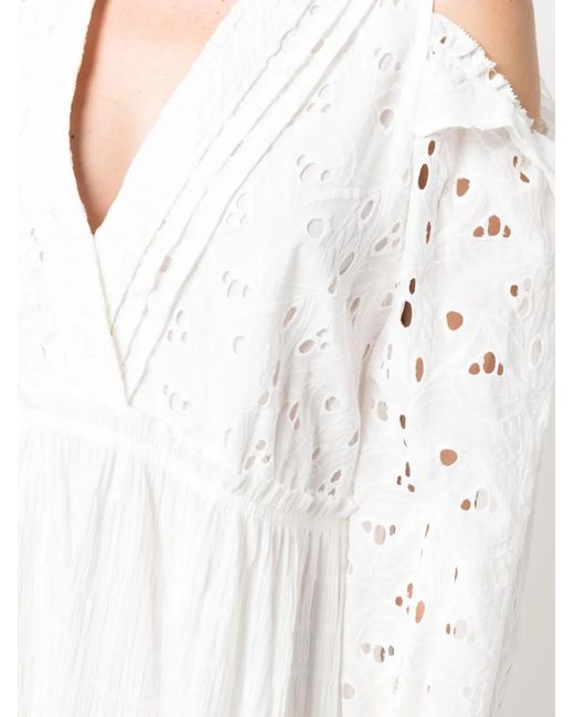IRO White Cold-Shoulder Cut-Out Floral Dress