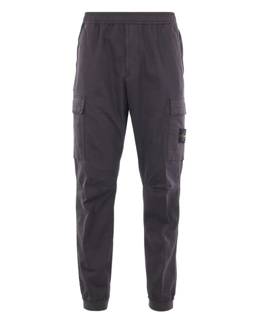 Stone Island Blue Cargo-Pocket Elasticated Trousers for men